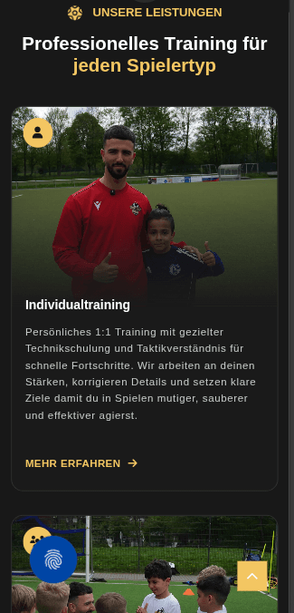Golden Goal Academy mobile Ansicht